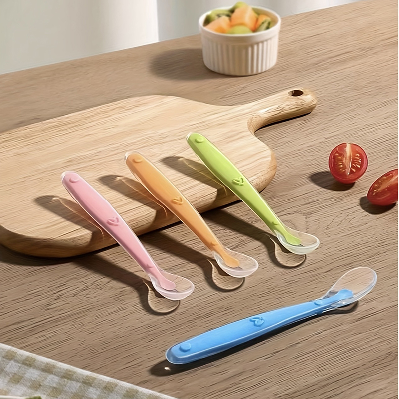 Baby Kitchen Food - 1/2pcs Soft Tip Baby Silicone Spoon