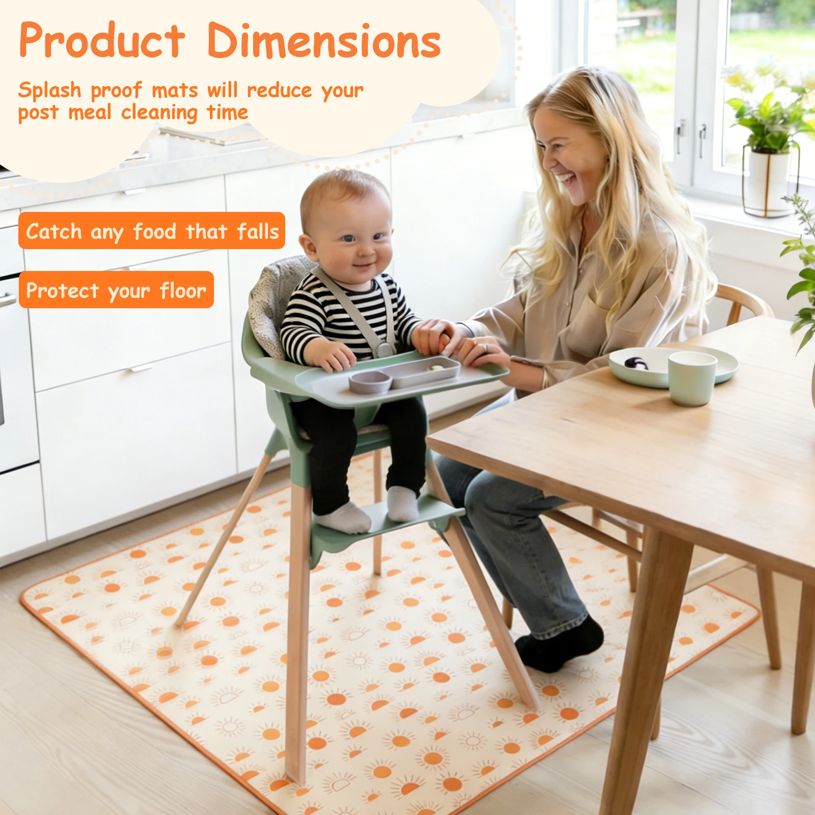 Baby High Chair Splat Mat Dini - đánh giá và giá Highchair Splash Mat