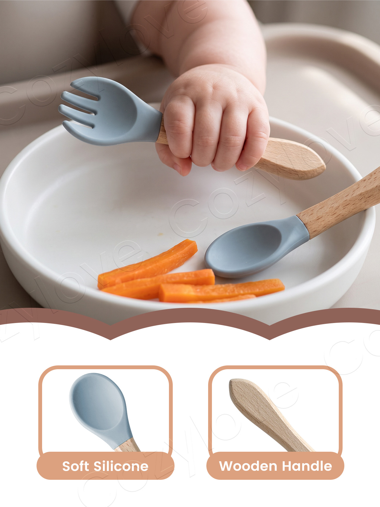 Baby Silicone Fork Spoon Set,  - đánh giá và giá Baby Kitchen Food