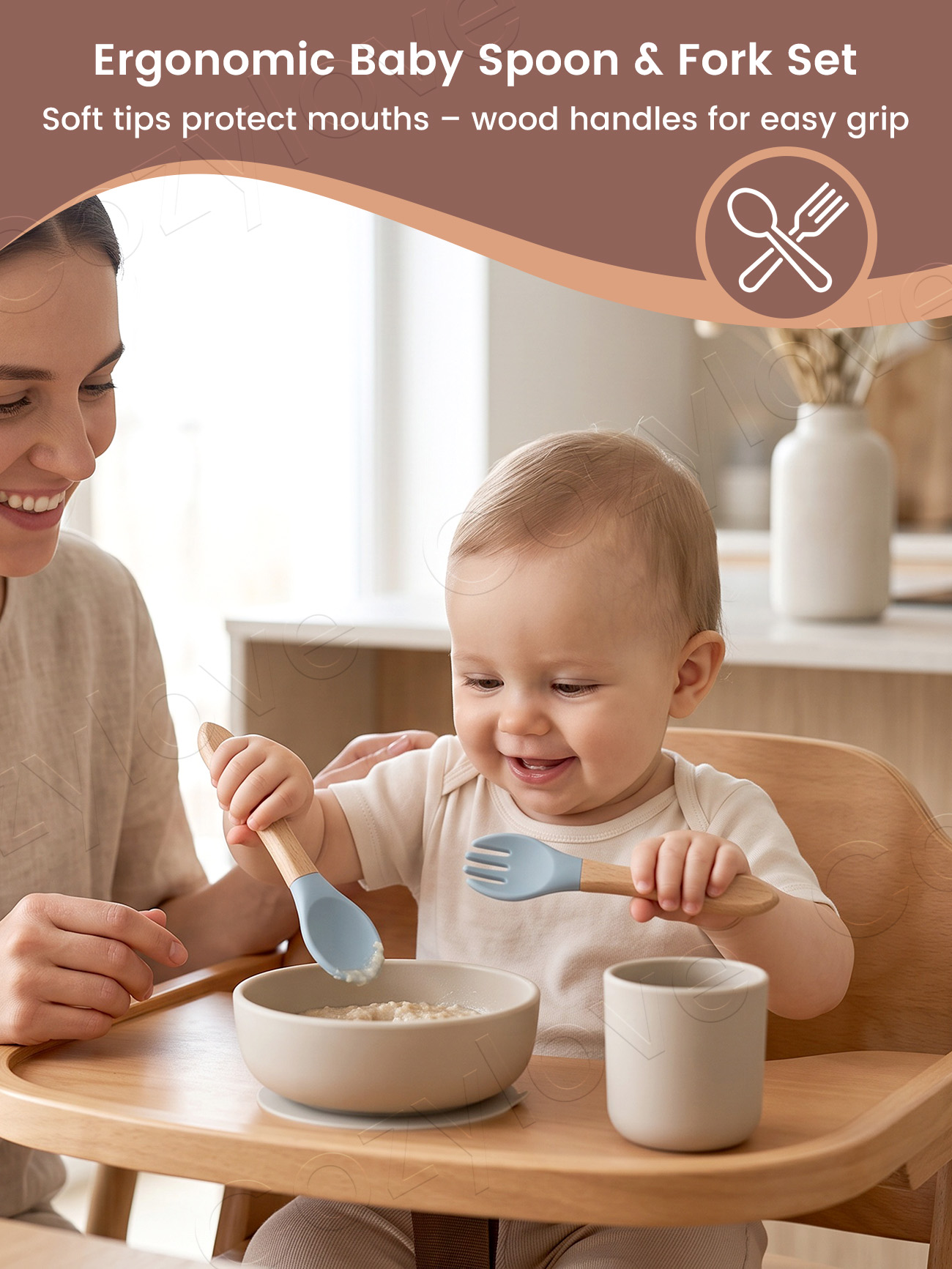 Baby Silicone Fork Spoon Set,  - đánh giá và giá Baby Kitchen Food